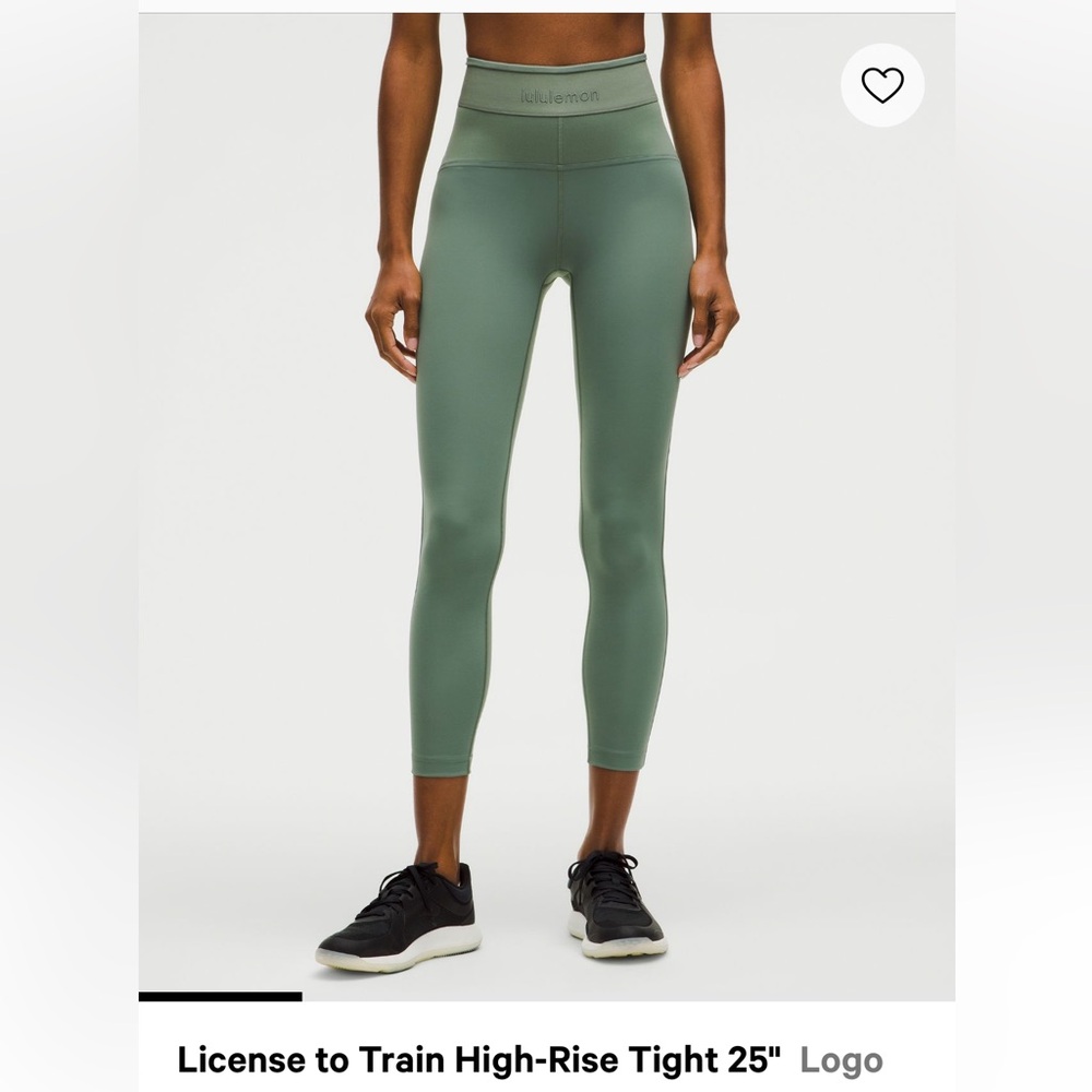Lululemon license to train pant logo nwt legging 4 green eucalyptus grey